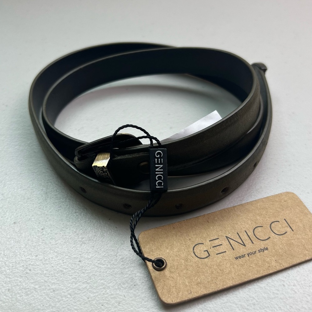 Genicci NEW Olive Green Leather Belt .75”